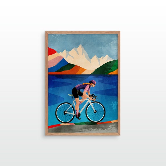 Woman cyclist. Cycling print. Great gift for cyclists.