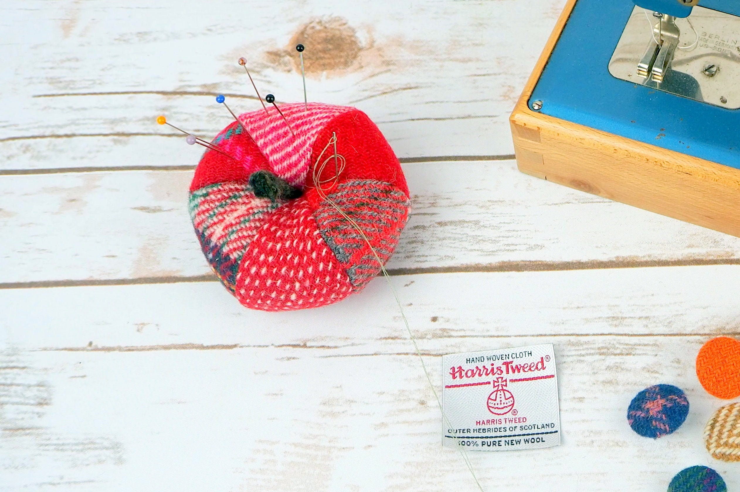 Red Apple Harris Tweed Pin Cushion