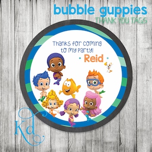 Etiqueta de agradecimento da festa de aniversário dos Bubble Guppies - para impressão