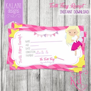 Ricevuta della fatina dei denti / Bionda - Stampabile / Download istantaneo