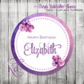 Purple Watercolor Spring Flowers Tags/Cupcake Toppers - Printable product logo