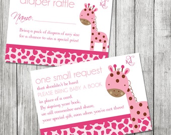 Giraffe Baby Shower - Diaper Raffle & Book Request - Printable