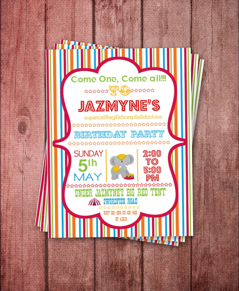 DIY Printable Circus Party Invitation Etsy