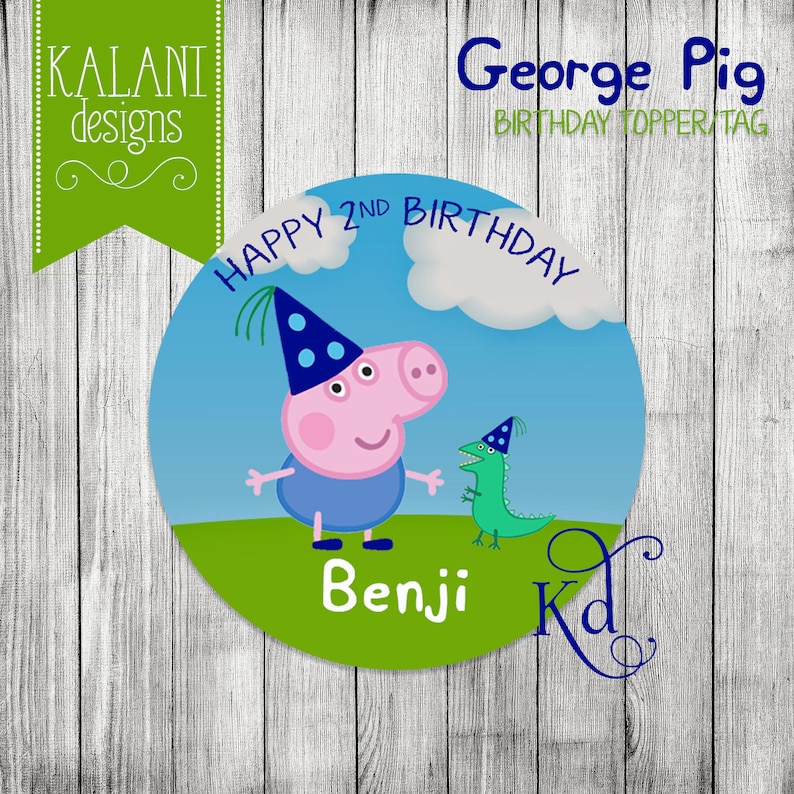 George Pig Birthday Party Cupcake Topper/Tag Printable | Etsy