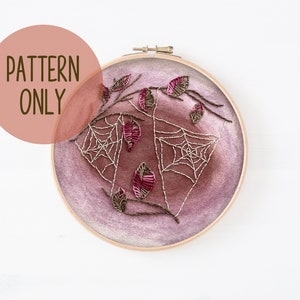 October Trees with Spiderwebs hand embroidery digital pattern
