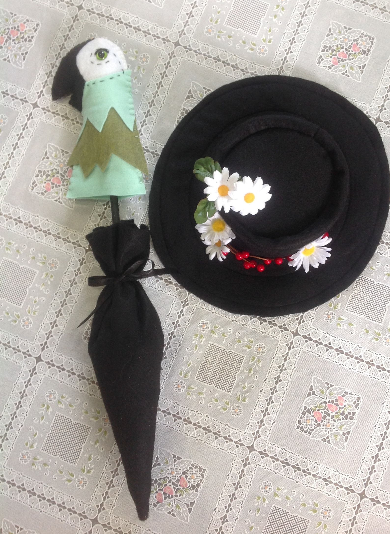 Mary Poppins Inspired Hat and Parrothead Umbrella Prop Only Etsy