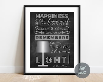 Book Quote Wall Art, Famous Quote Print, Teen Boy Prints, Famous Book Art, Happiness Can Be Found, Teen Girl Bedroom Decor, Wizard Nursery