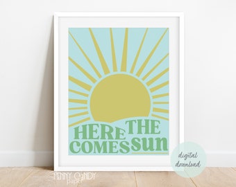 Kids Sun Imprimable, Here Comes the Sun, Boho Sun Nursery, Fun Kids Wall Decor, Minimalist Sun Art, Retro Sun Print, Abstract Sun Poster