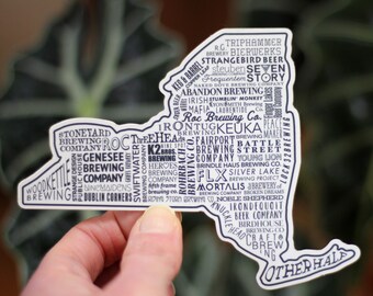 Craft Beer Sticker, Rochester NY, Finger Lakes Map, NY Beer Map, Upstate NY Art, Brewery Stickers, New York State Gift, Keuka Lake Sticker