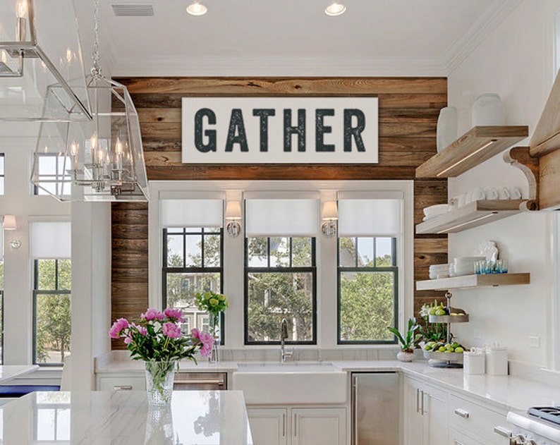 Gather Sign Large Canvas Kitchen Decor Custom Sign Home Etsy