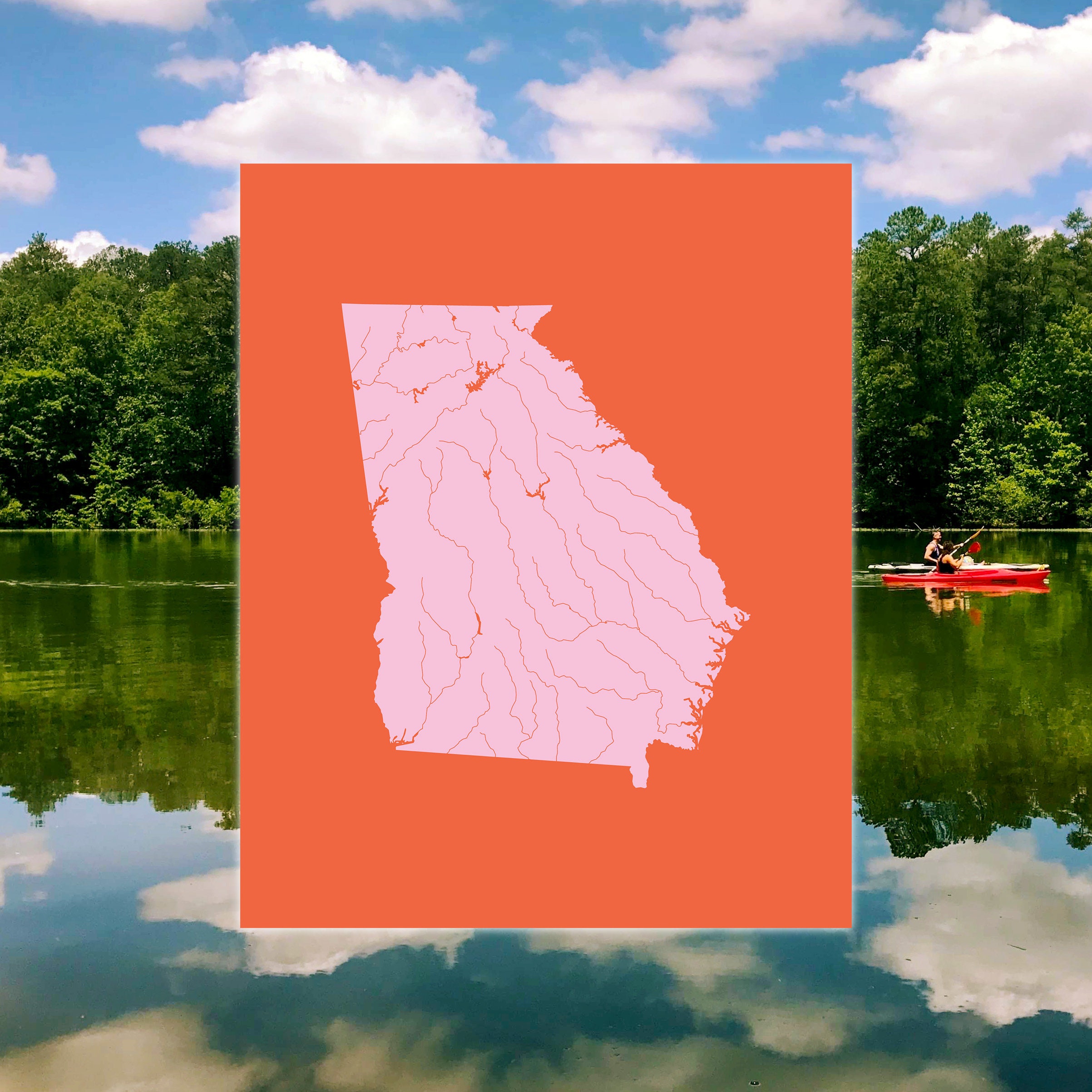 Map of Rivers and Lakes in Custom Colors and Sizes as Etsy