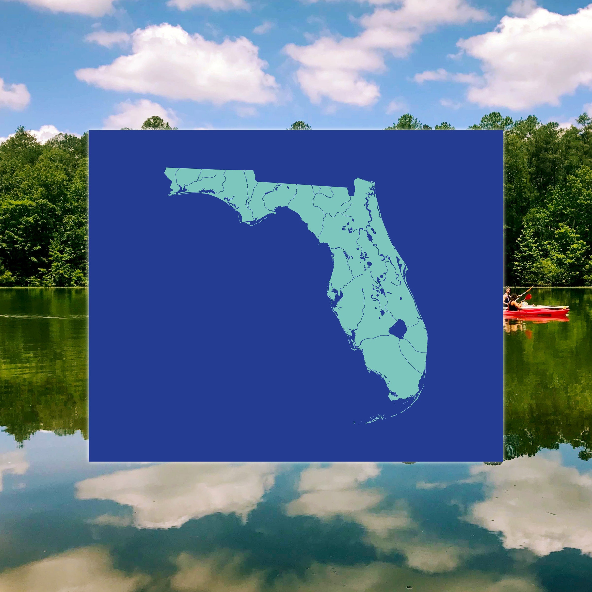 Florida Map of Rivers and Lakes in Custom Colors and Sizes as | Etsy