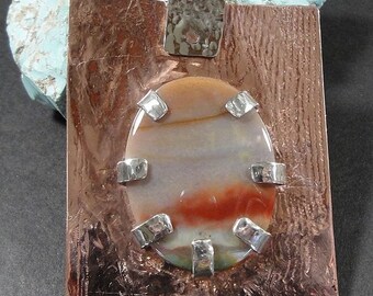 Artisan Copper and Agate Pendant-Sunset at the Beach