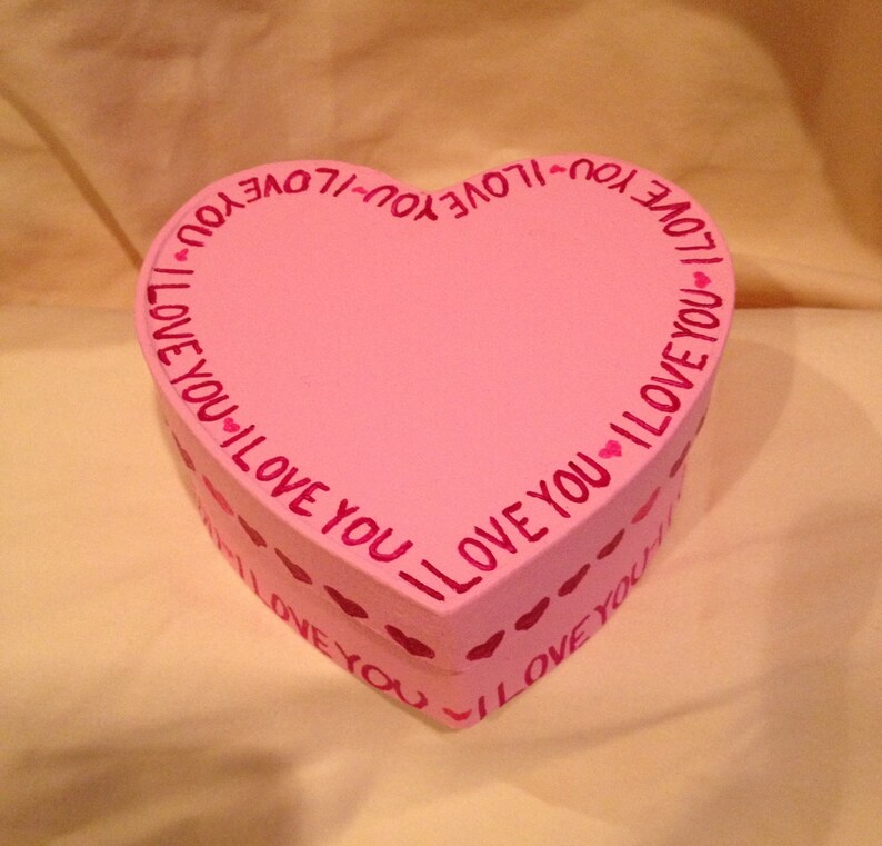 Valentines Day Heart Shaped Hand Decorated Pink Trinket Jewelry Gift Box image 3