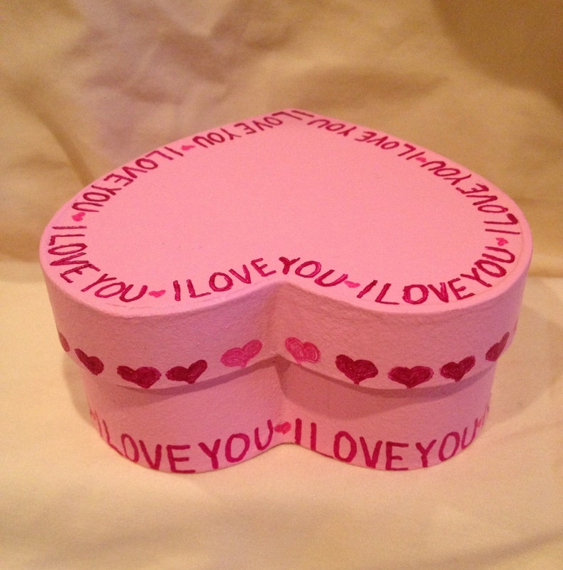 Valentines Day Heart Shaped Hand Decorated Pink Trinket Jewelry Gift Box image 4