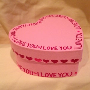 Valentines Day Heart Shaped Hand Decorated Pink Trinket Jewelry Gift Box image 2