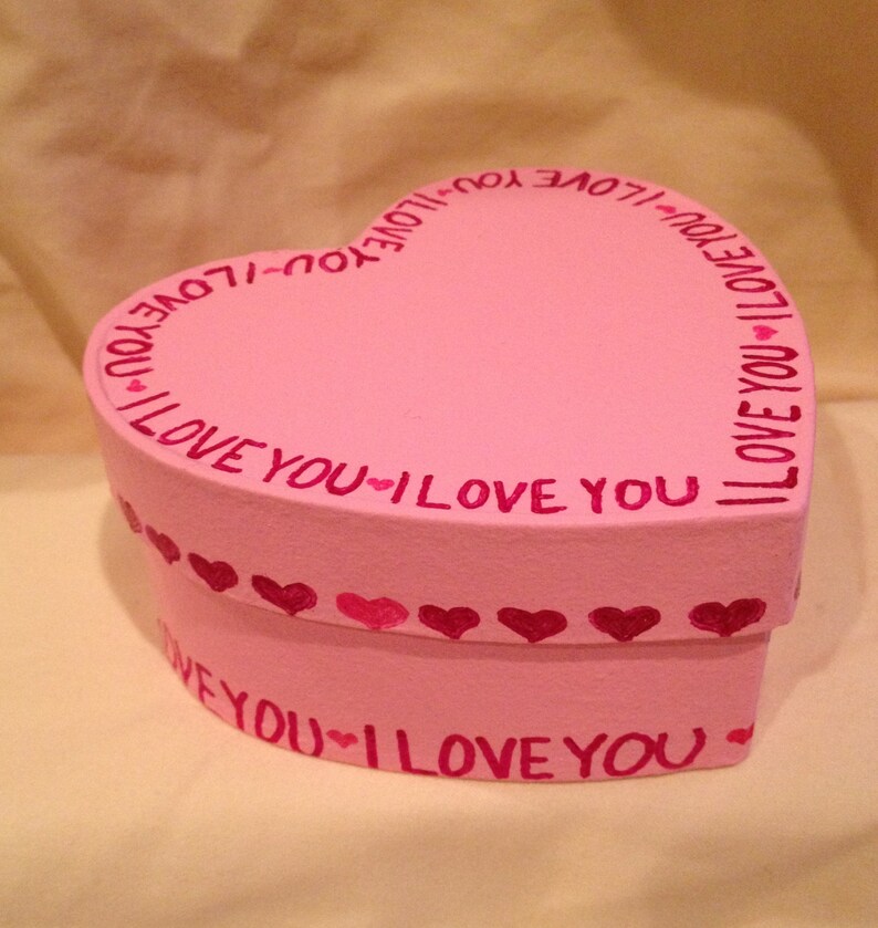 Valentines Day Heart Shaped Hand Decorated Pink Trinket Jewelry Gift Box image 2