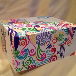 Wood Trinket jewelry storage box, hand painted