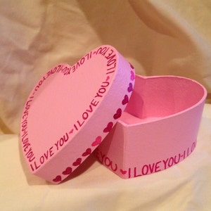 Valentines Day Heart Shaped Hand Decorated Pink Trinket Jewelry Gift Box image 1