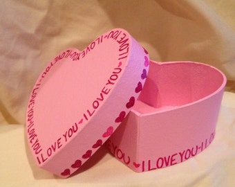 Valentines Day Heart Shaped Hand Decorated Pink Trinket Jewelry Gift Box