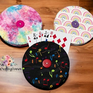 Handcrafted Fabric Playing Card Holder: Floral Print, Arthritis Aid