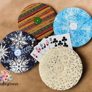 Handcrafted Fabric Playing Card Holder: Christmas Patterns