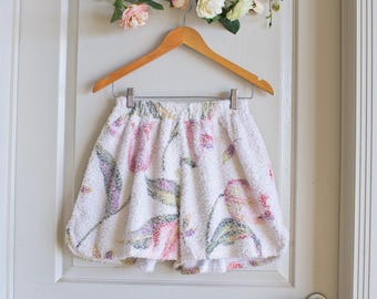 Pastel Cream Pink Vintage Towel Shorts | Upcycled Reworked Sustainable Beachwear