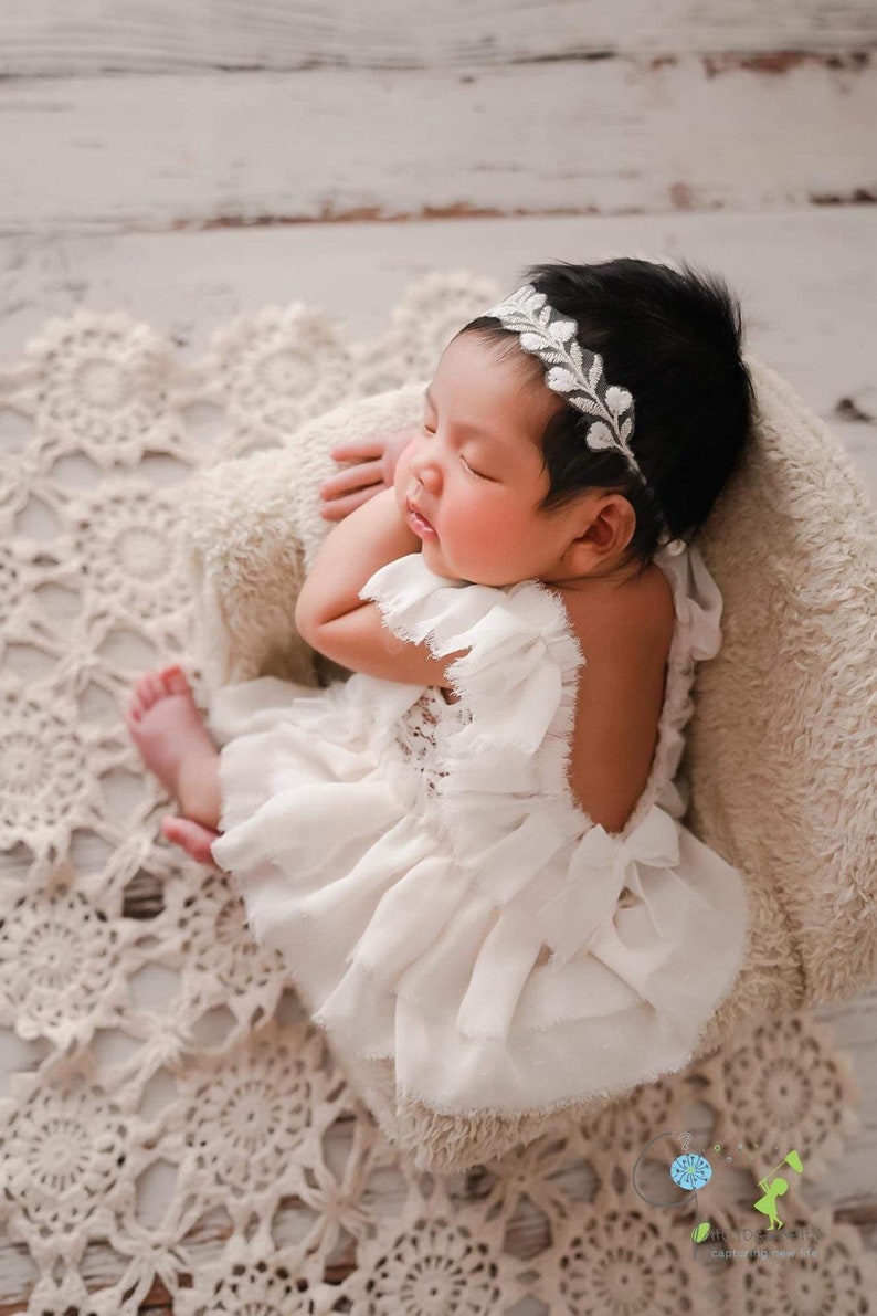 Ana Cream Newborn Headband Tieback Photography Props Newborn Girl Photo Prop Newborn Tieback