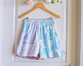 Hippie Vintage Festival Terry Towel Shorts | Upcycled Loungewear | Reworked Vacation Beachwear | Sustainable Handcrafted Clothing