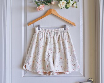 Vanilla Cream Vintage Towel Shorts |  Reworked Beach Cover Up | Upcycled Retro Resort Vacation Clothing