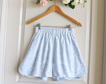 Light Blue Vintage Terry Cloth Shorts | Handmade Upcycled Towel Beachwear | Sustainable Beach Cover-Up