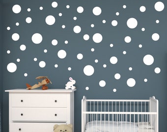 Baby Pink / White Vinyl Polka Dot Wall Decals Circles Stickers (peel ...