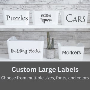 Custom Large Waterproof Organizational Labels For Your Storage Bins, Sold Individually or as a Set of 5 Labels