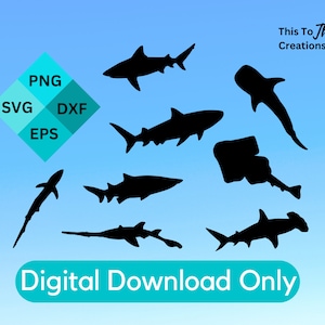 Shark Silhouette SVG Bundle: Vector Cut Files (Digital Download)