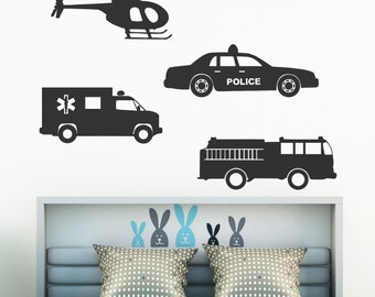 Police car decals, Police car wall decals, Police car, Police wall decals, wall decals for kids, rescue vehicles decals, rescue vehicles