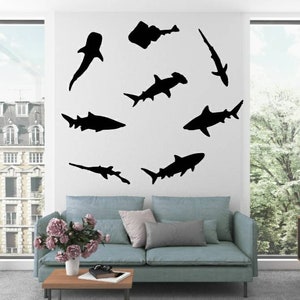 Shark Wall Decal Set, Boys Room Decor, Underwater Theme
