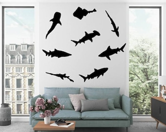 Shark Decal, Shark Decor, Shark Sticker, Decal Wall, Boys Room Decor, Great White Shark, Shark Wall Art, Underwater Wall Decal, Shark Week