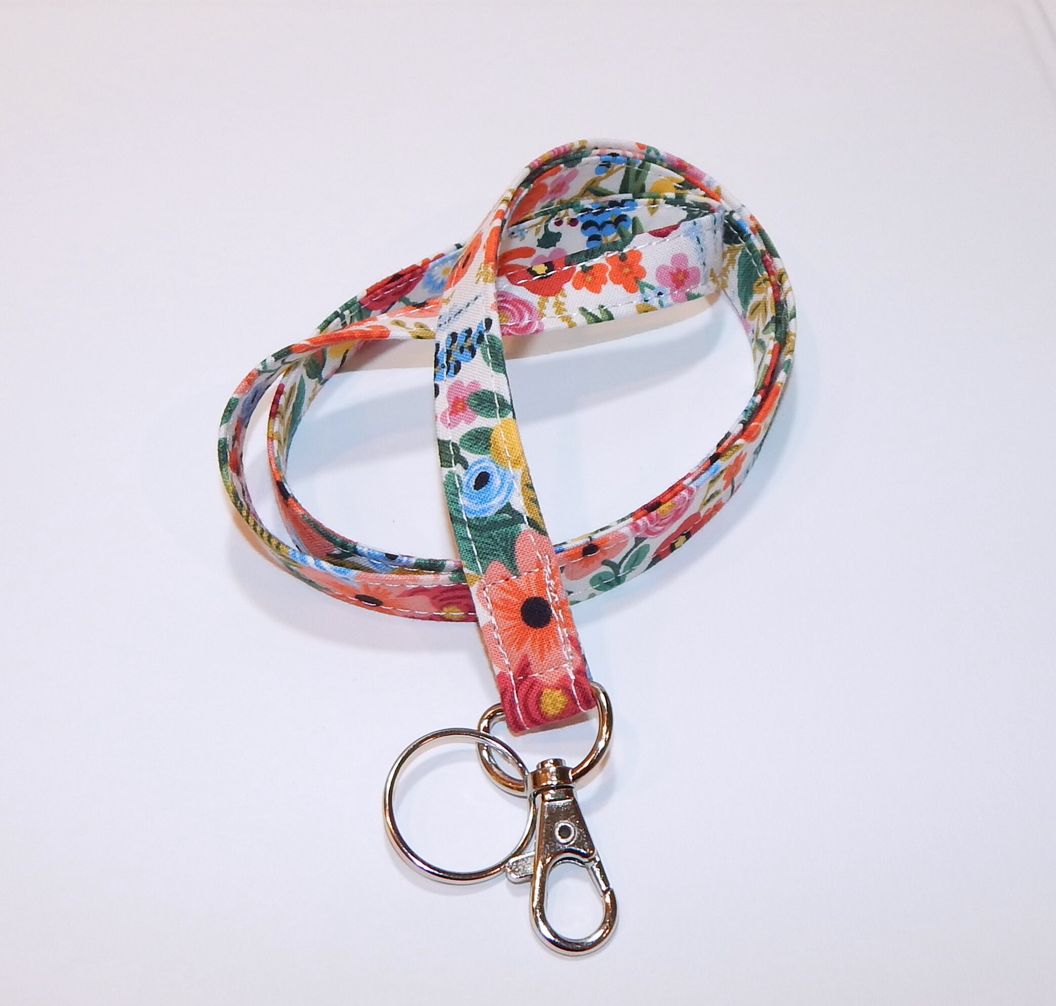 Floral Fabric Lanyard Long Keychain Lanyard For Keys Etsy