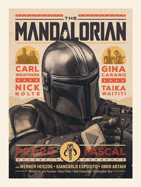 Star Wars The Mandalorian Letterpress Style Art Print Etsy
