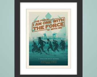 I Am One With The Force and The Force is With Me Printable Inspirational Wall Decor Law of Attraction Quote Poster Typography Art Print
