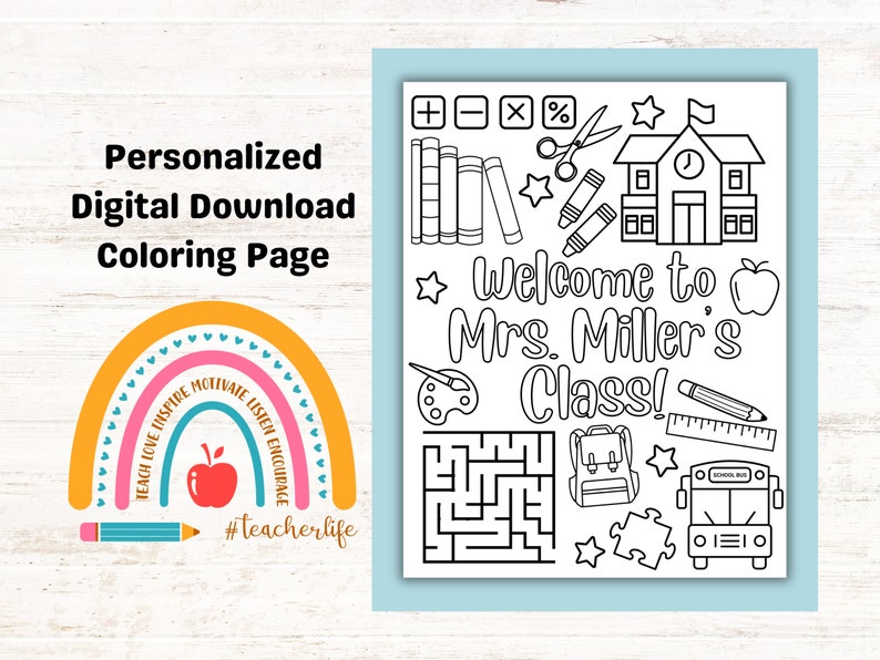 Welcome to Class Coloring Page: First Day Activity (Digital Download) image 1