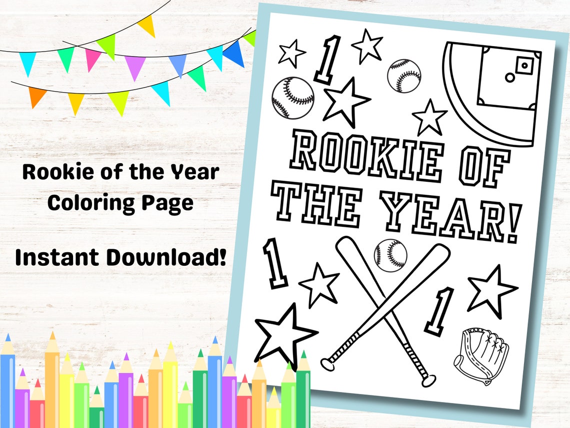 Rookie of the Year Coloring Page for Kids Birthday Party - Etsy