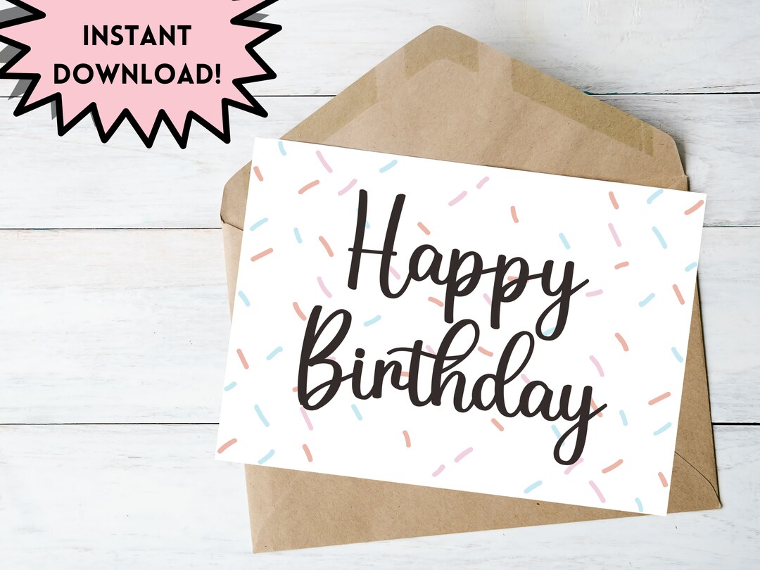 Sprinkles Birthday Card Printable Happy Birthday Card Etsy