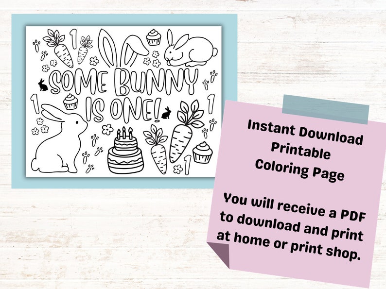 Some Bunny is Two Coloring Pages for Kids Birthday Party, Rabbit ...