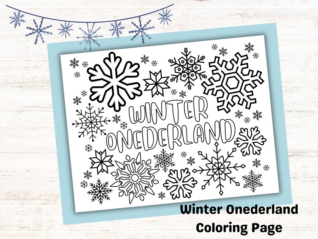 Winter Onederland Coloring Page for Kids Birthday Party, Snowflake ...