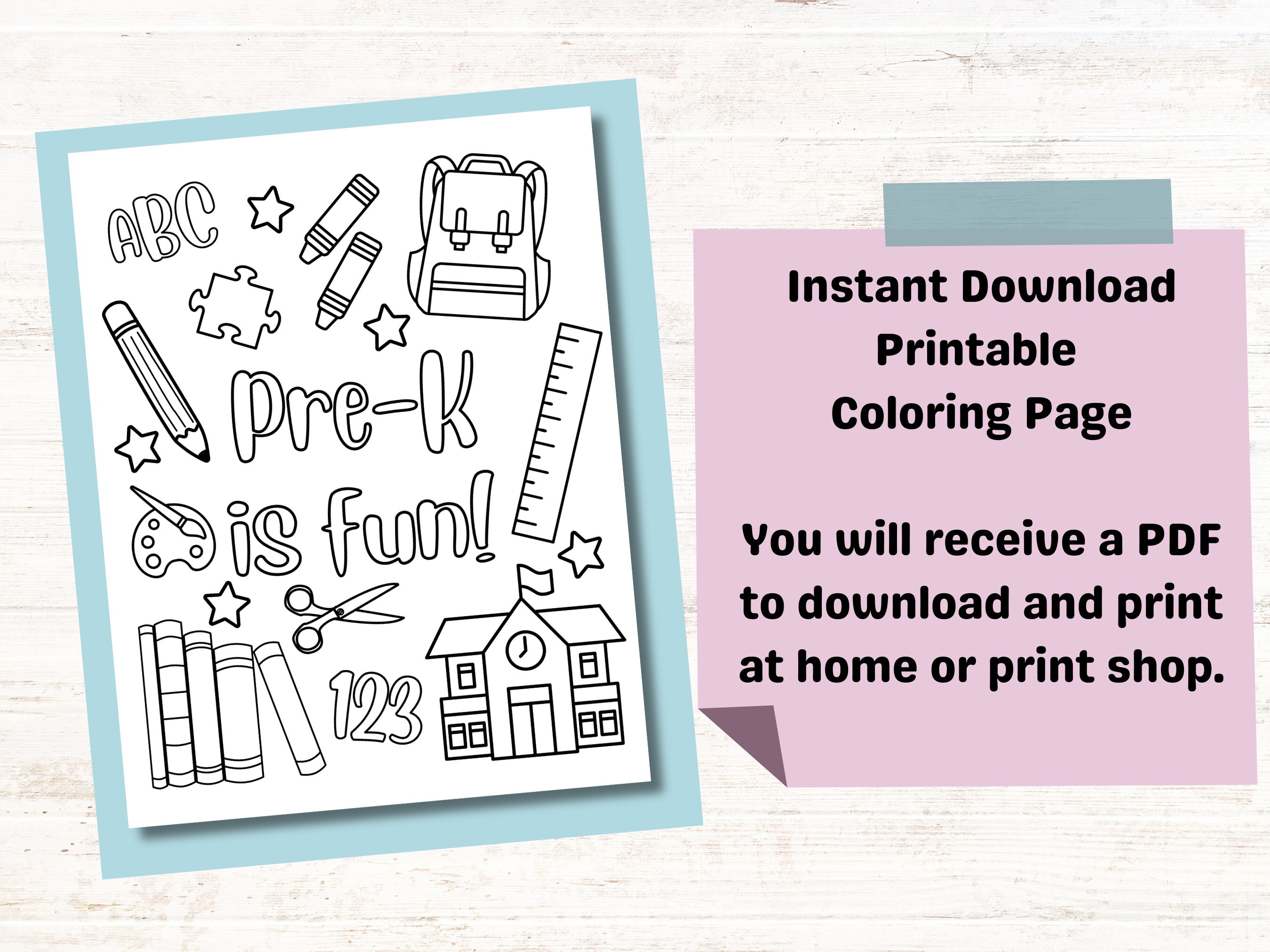 Preschool Coloring Page for Kids, First Day of School Activity ...