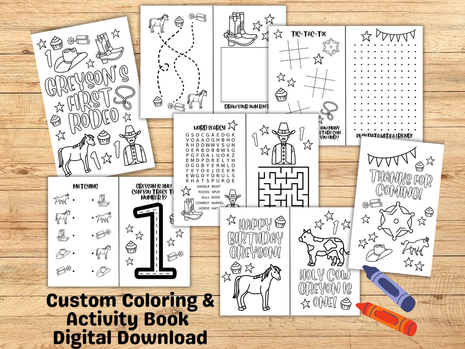 First Rodeo Activity Page Custom My First Rodeo Coloring Book for Kids Birthday Party ...