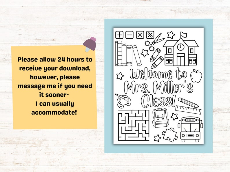 Welcome to Class Coloring Page: First Day Activity (Digital Download) image 3