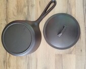 Vintage Unmarked Birmingham 2 qt quart Sauce Pan with Lid Cast Iron Cleaned Seasoned