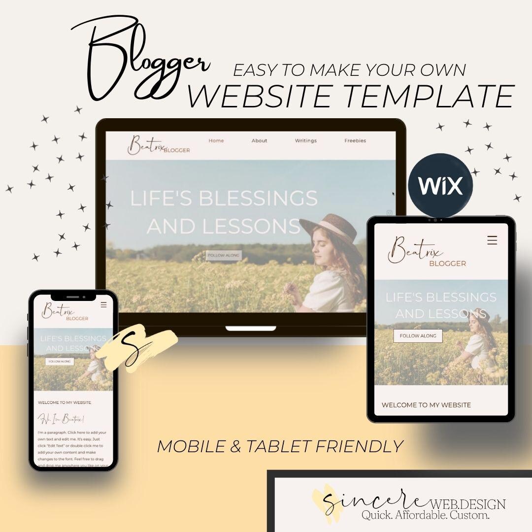 Beatrix Blogger Wix Website Template, Customizable Web Design - Etsy
